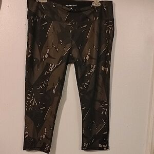 Glossy Black and Brown Abstract Pattern Leggings